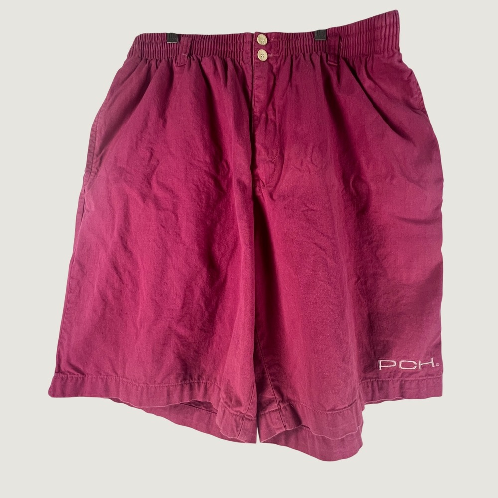 Vintage Pacific Coast Highway PCH Magenta Pink Cotton Elastic Waist Shorts XL
